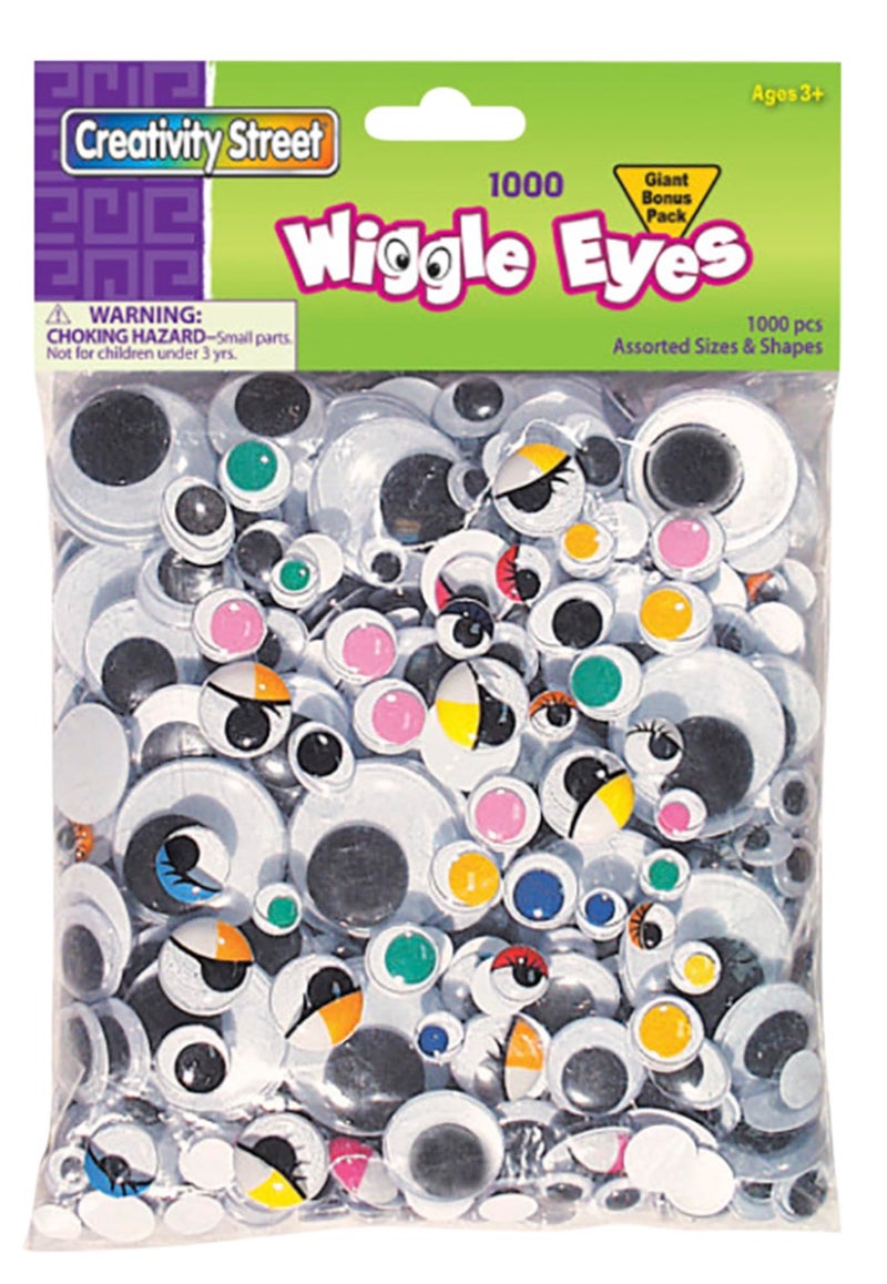 Chenille Kraft Wiggle Eyes including Painted Lids - Pack of 1000 - Assorted Colors and Sizes - Image 1